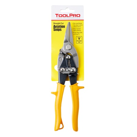 Toolpro Straight Cut Aviation Snips with Yellow Grips TP02162